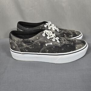 Vans Doheny Platform Sneakers Womens 8 Black Gray Canvas Polka Dot Skate Shoes